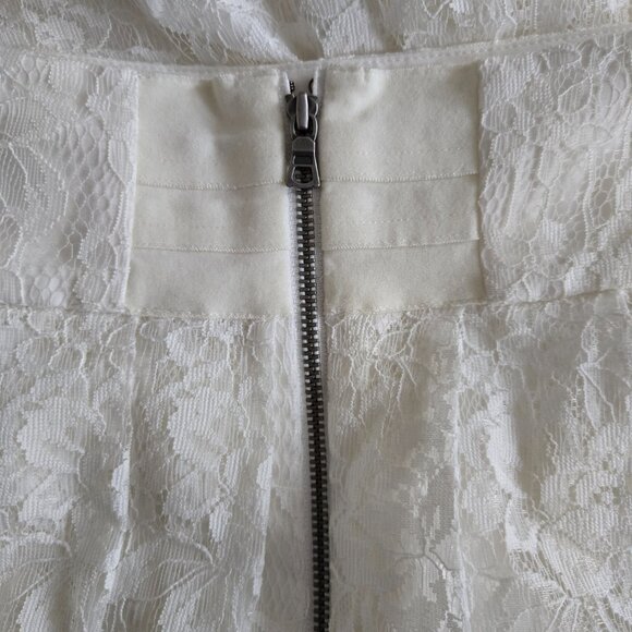 Alice + Olivia Pleated Lace Maxi Skirt Off White SZ 4 - Picture 7 of 11